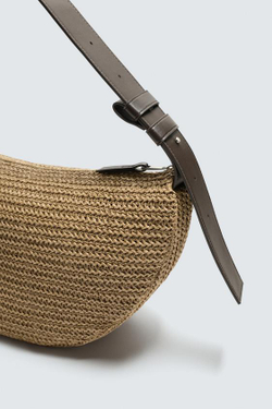 ZARA ПЛЕТЕНАЯ СУМКА, ЭКРЮ