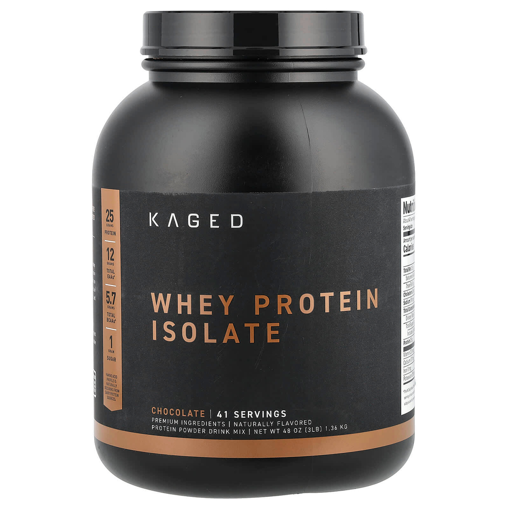 Kaged, изолят сывороточного протеина, вкус шоколада, 1,36 кг (3 фунта)