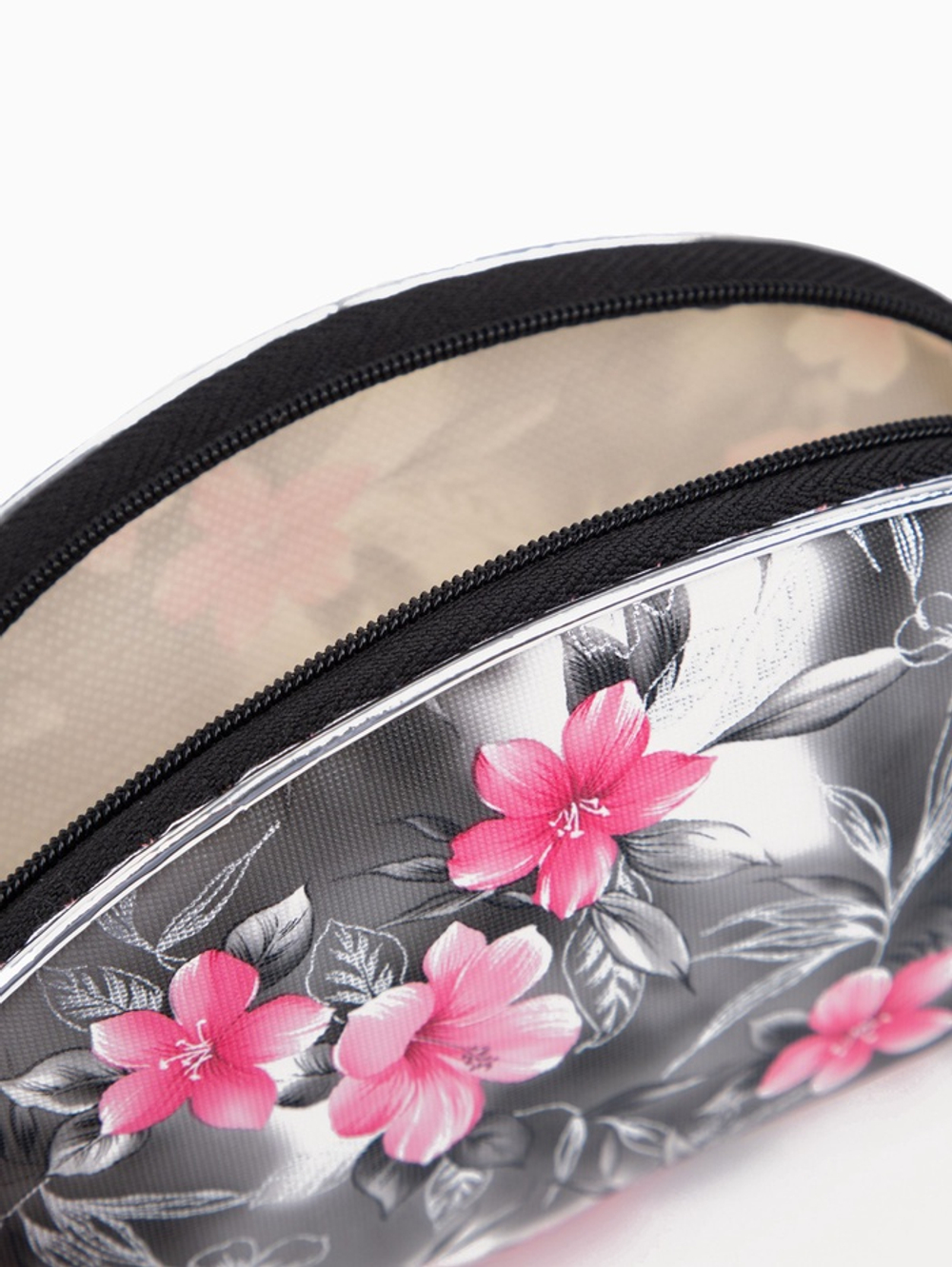Набор женских косметичек 5 в 1 на молниях, с принтом, чёрный/серый