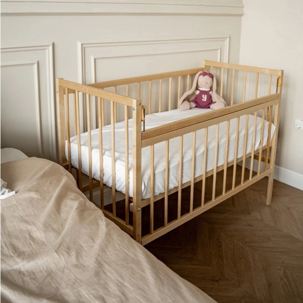 Кроватка детская Промтекс Мини ПЛК натуральный колесо