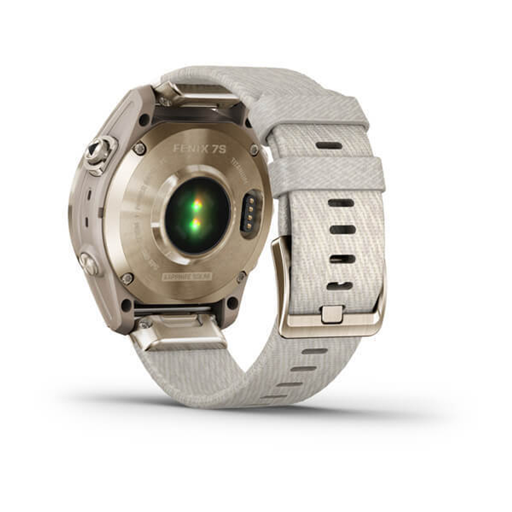 Часы GarminFenix 7s Sapphire Solar титановый кремовый с нейлоновым ремешком, 010-02539-39. Товар уцененный
