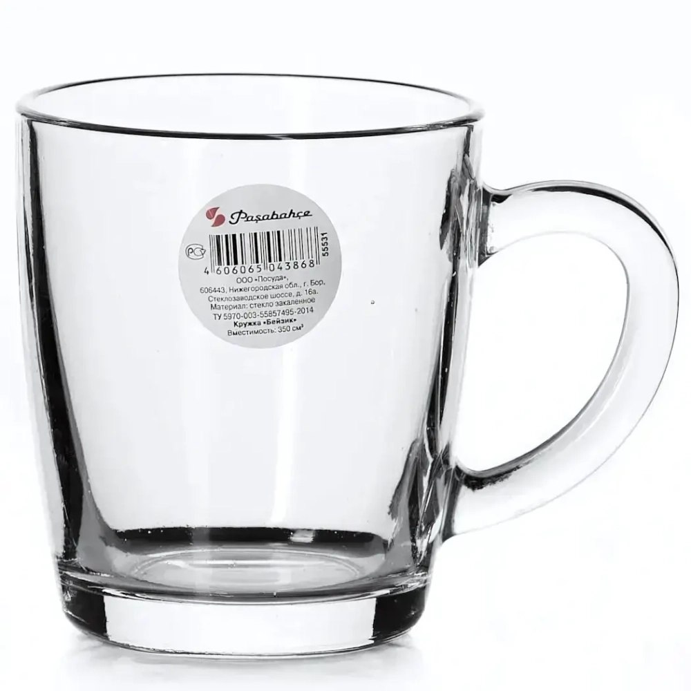 Кружка стеклянная 340мл «Бейзик» 55531SLBT
