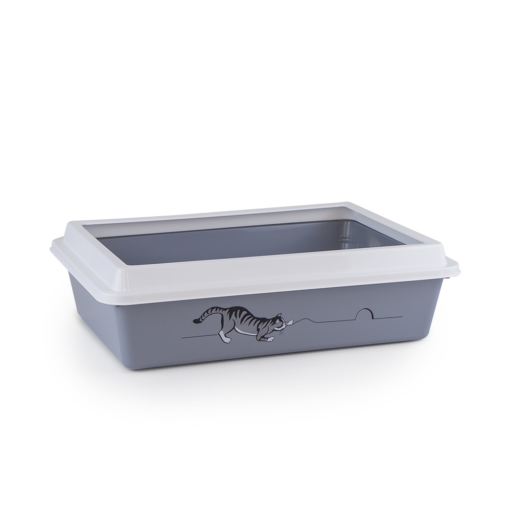 Лоток / туалет ZOOEXPRESS "Lux" с рамкой, с рисунком - 41x30x12 см
