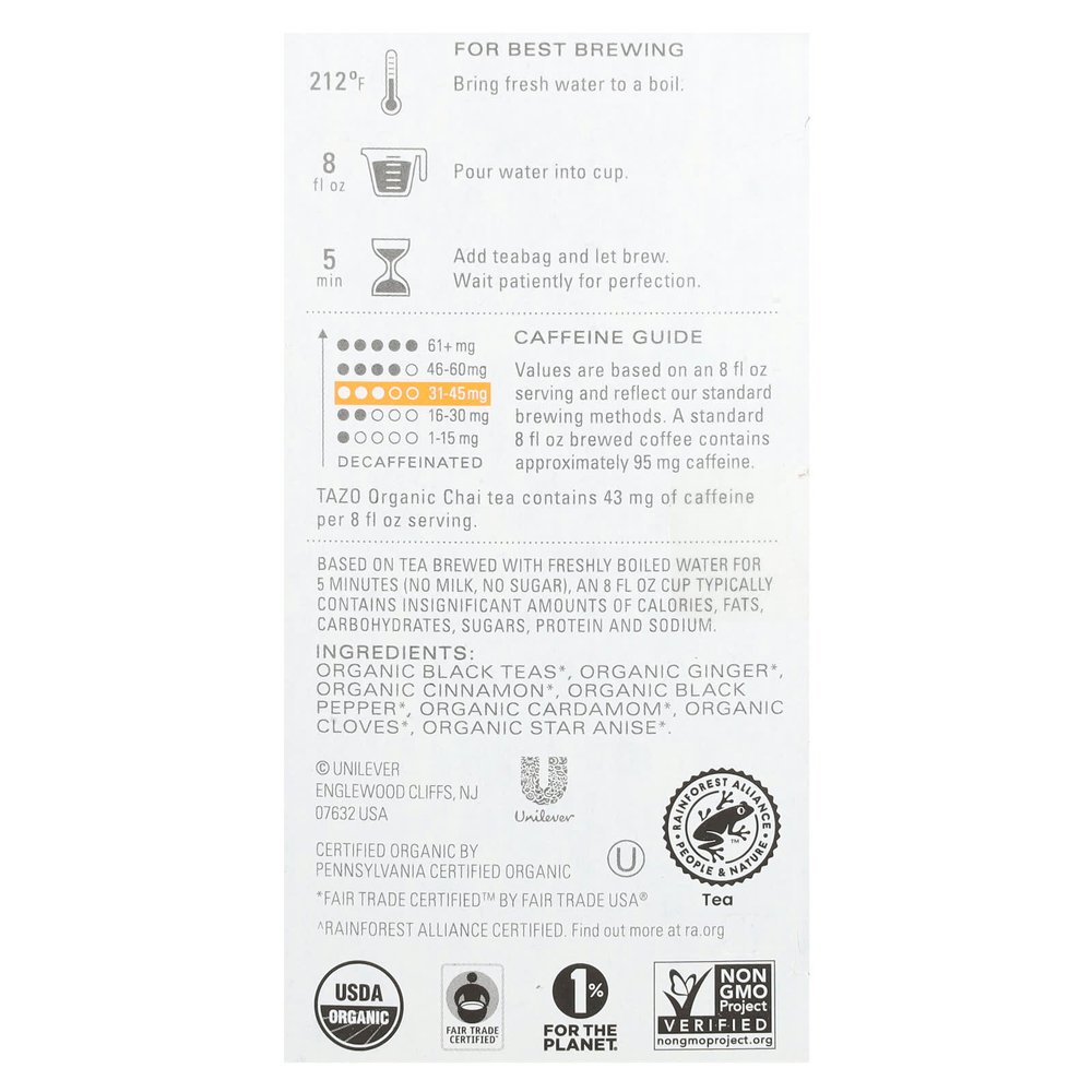TAZO, Regenerative, черный чай, органический чай, 16 чайных пакетиков, 43 г (1,5 унции)