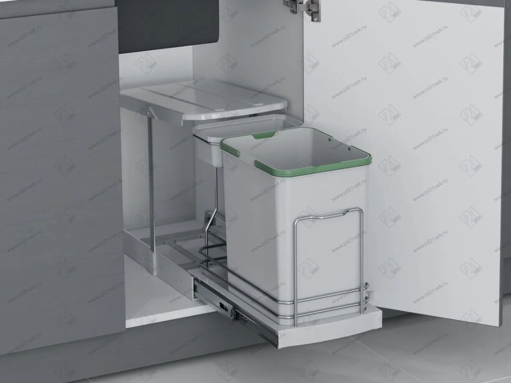 S-2391-G Мусорное ведро Starax 16+1л. шир. 400 (260x440x400) серый