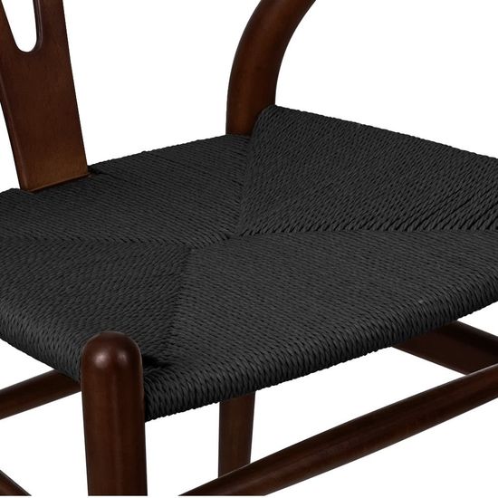 Стул Wishbone орех с черным сиденьем