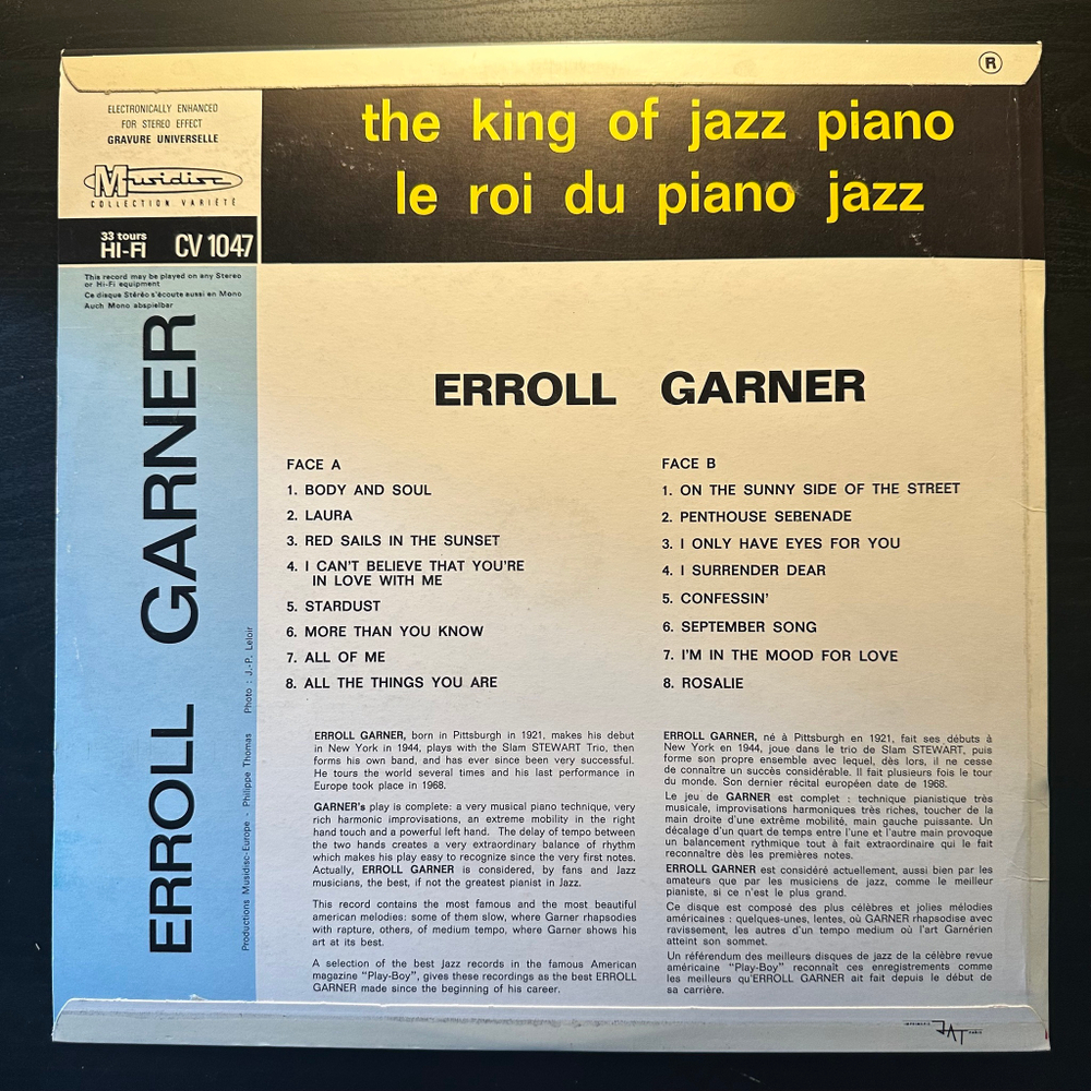 Erroll Garner – The King Of Jazz Piano - 16 Hits (Франция)
