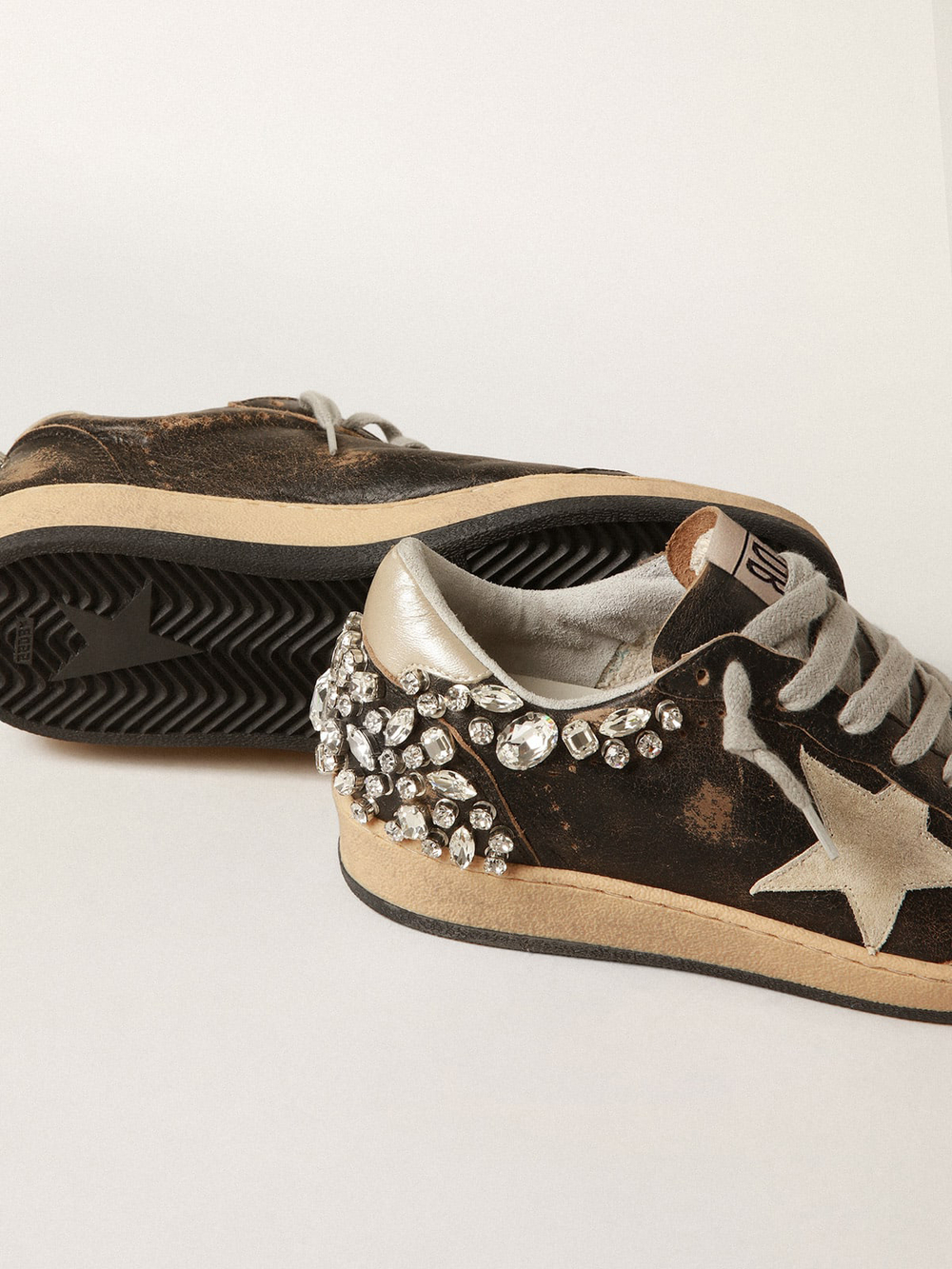Ball Star in brown leather with crystal decoration