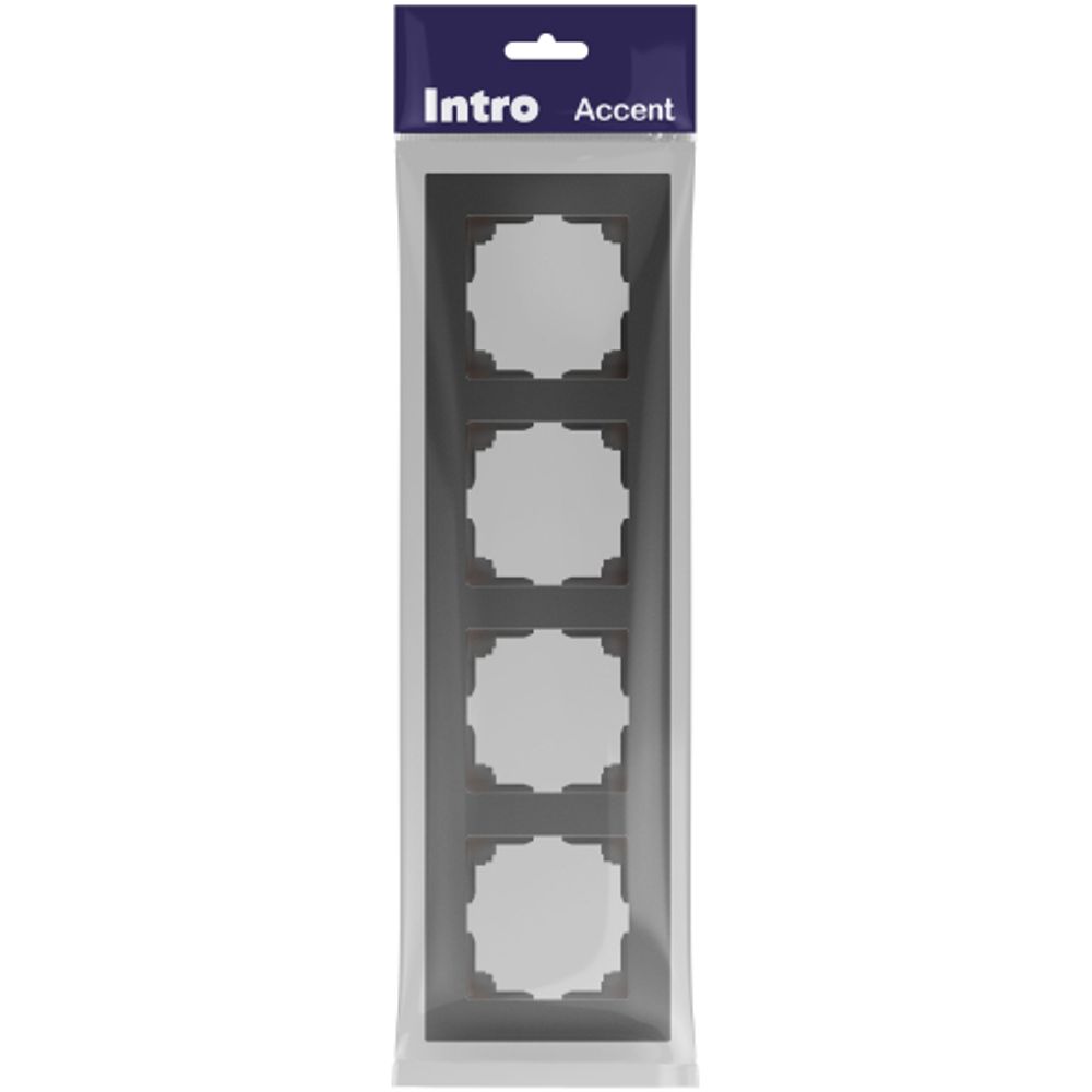 Рамка для розеток и выключателей Intro Accent 6-504-07 на 4 поста СУ графит