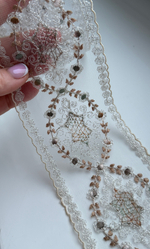 Кружево тонкое на сетке цветное ш-8см Франция. (хлопок/шелк). 1 м