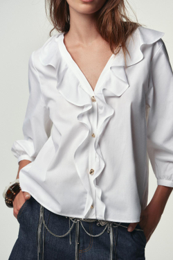 ZARA РУБАШКА ИЗ ПОПЛИНА, БЕЛЫЙ