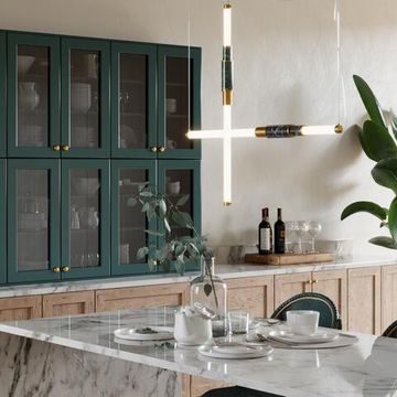 4360/14L MIDCENT ODL24 126 изумрудный мрамор/антич.бронза/металл/акрил Подвесной светильник (ВЕРТ. И ГОРИЗОНТ) IP20 LED 14W 3000K 220V MARMI