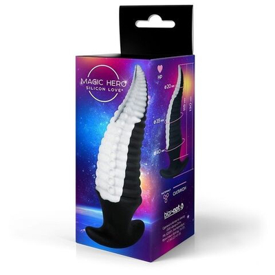 Черно-белый фантазийный анальный стимулятор-щупальце - 13 см. (Цвет: черный с белым)