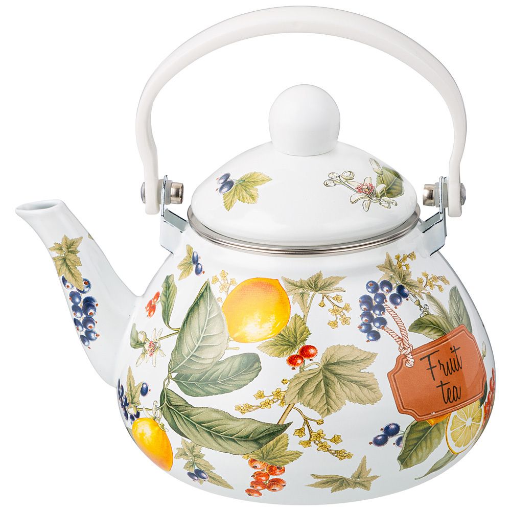 ЧАЙНИК AGNESS ЭМАЛИРОВАННЫЙ СЕРИЯ "ФРУКТОВАЯ КОРЗИНА", 1,3 Л