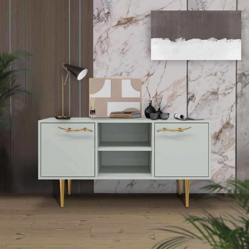 Тумба под ТВ Арт Колор matte 117см Стайл Голд Серый дым матовый