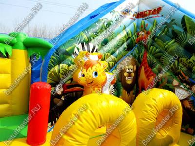 Коммерческий надувной батут "Джунгли малый со скалодромом"