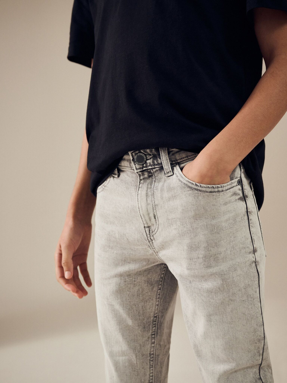 Джинсы стрейч для мальчика Next AC6-967, Светло-серый