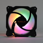 Комплект из 3 вентиляторов TESLA RGB120-RB3, 120мм, 1200rpm, 3-pin+Molex, черный-белый/FRGB, 38CFM, 21дБ, антивибропрокладки (TSL-120-RB3)