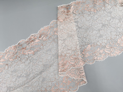 Эластичное кружево, 22 см, молоко и розовое дерево, (Арт: EK-2724), м