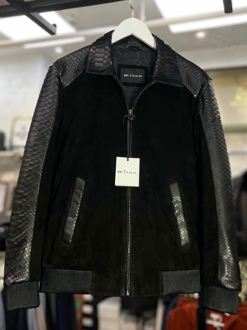 Куртка Kiton со вставками кожи питона