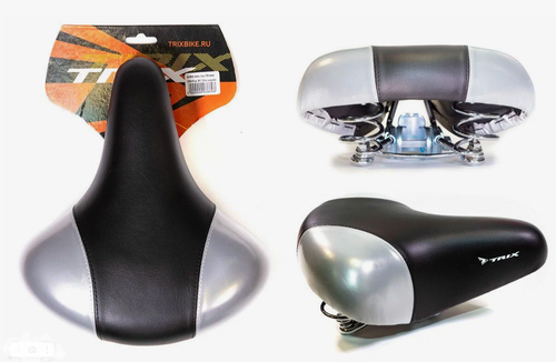 Седло TRIX комфорт 245x210 мм, пружинное, черно-серебристое (25)