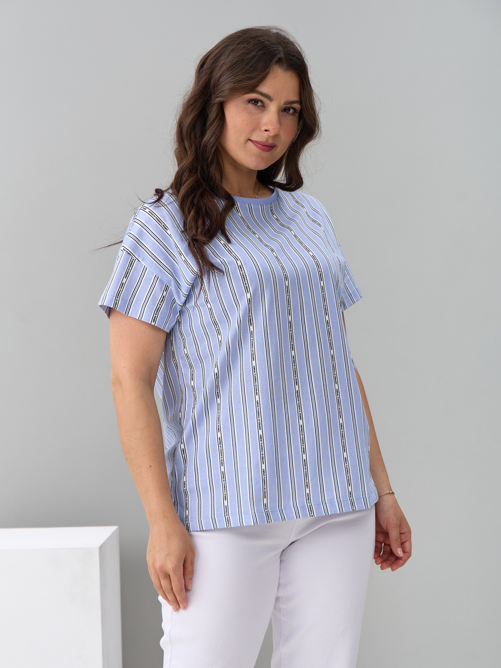 Футболка Фк-127/голубой-полоскабуквы