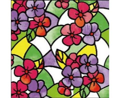 Пленка самоклеящаяся витражная 0,45х2м, цветы разноцветная (104323)