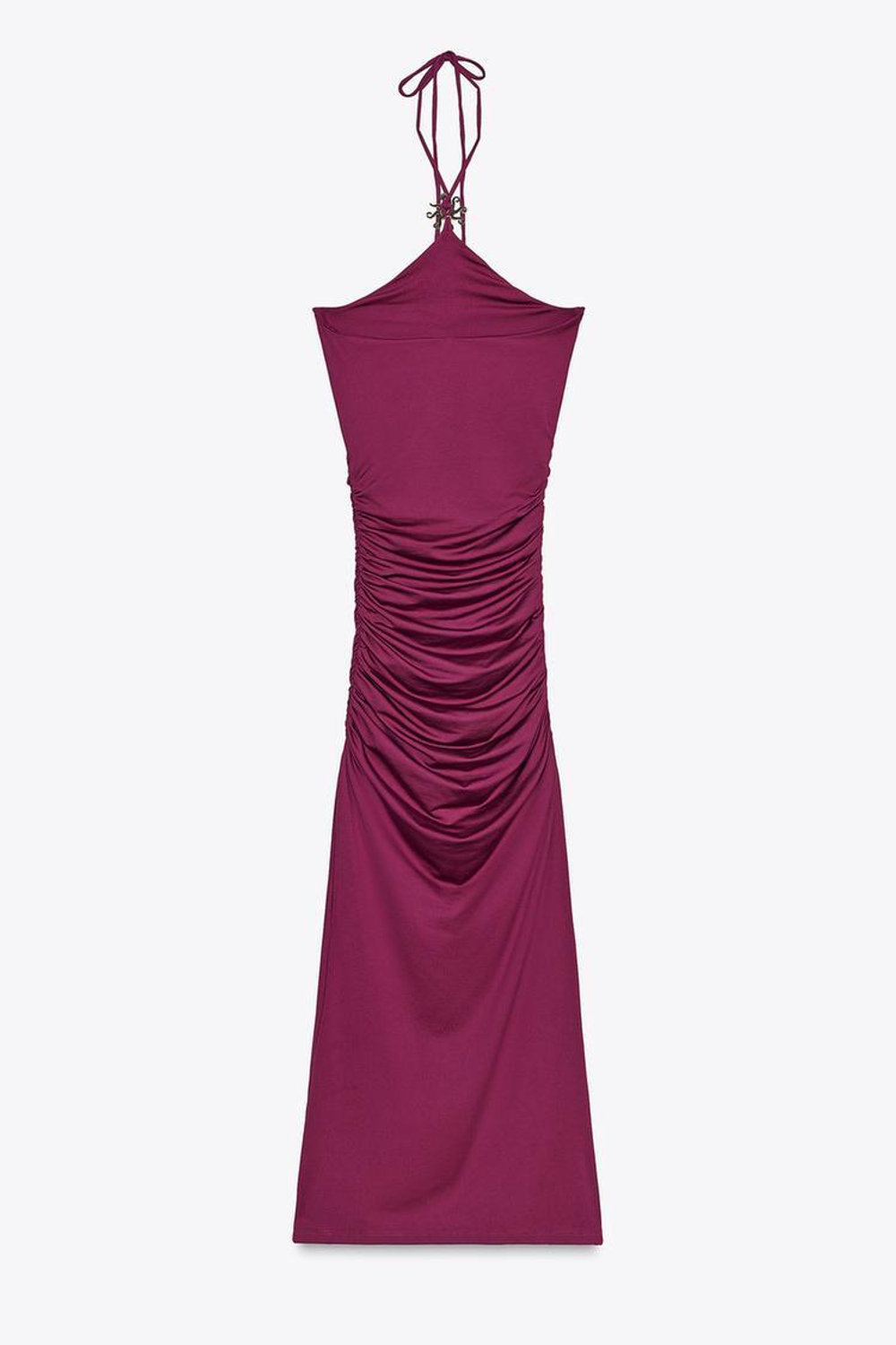 ZARA ПЛАТЬЕ ИЗ ПОЛИАМИДА ХАЛТЕР С СОЛНЦЕМ, ЛИЛОВЫЙ