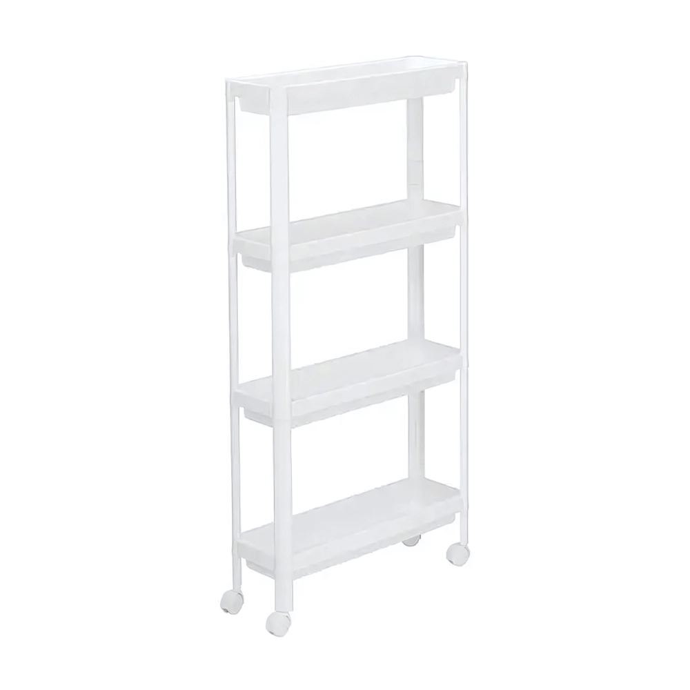 Этажерка узкая на колесах (4 секции) Белый