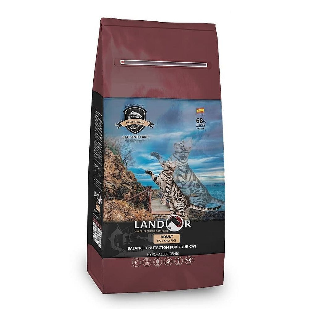 LANDOR полнорационный сухой корм для кошек с Рыбой с рисом (Фасовка)