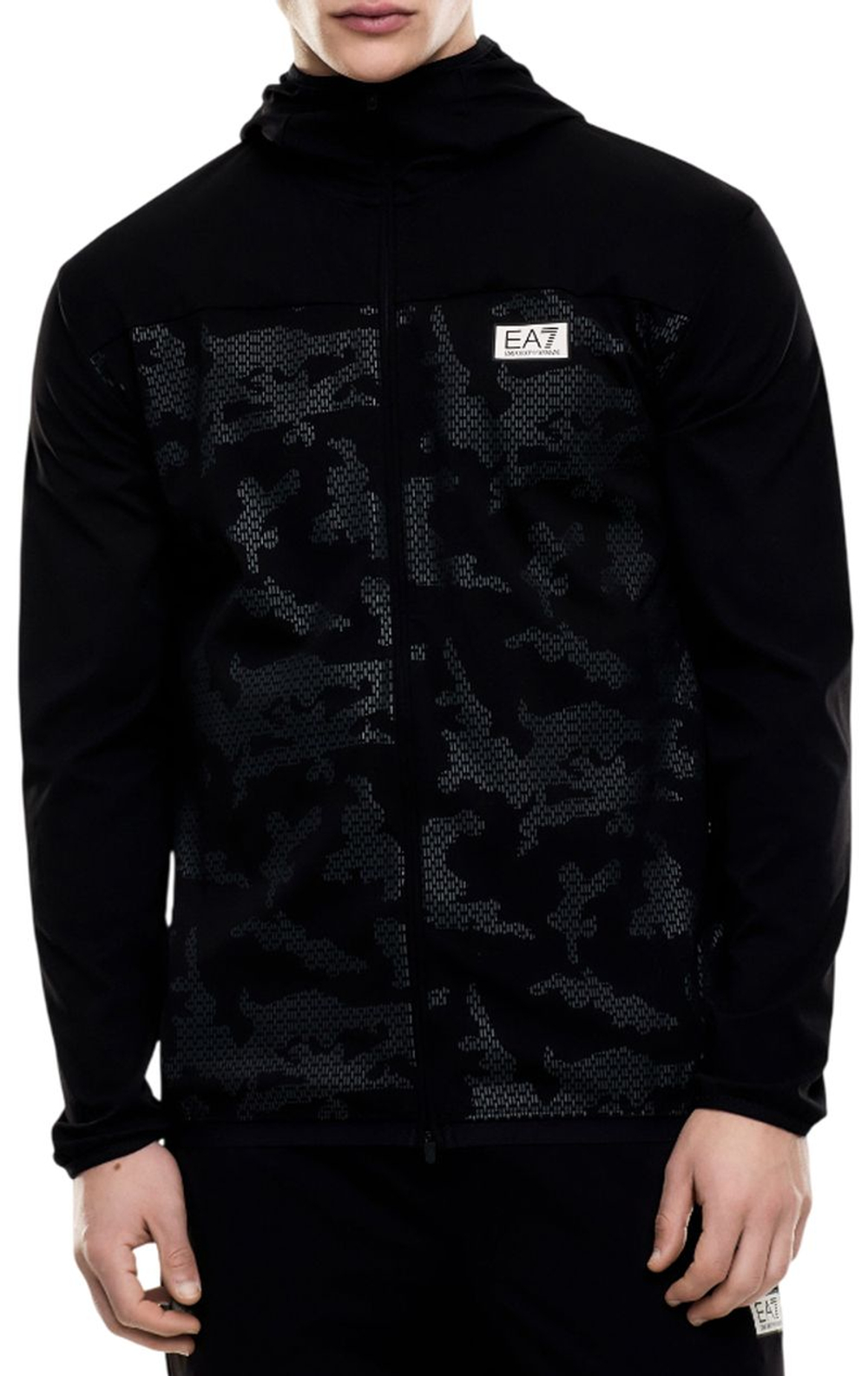 Мужская теннисная кофта EA7 Tennis Jersey Zipper - black