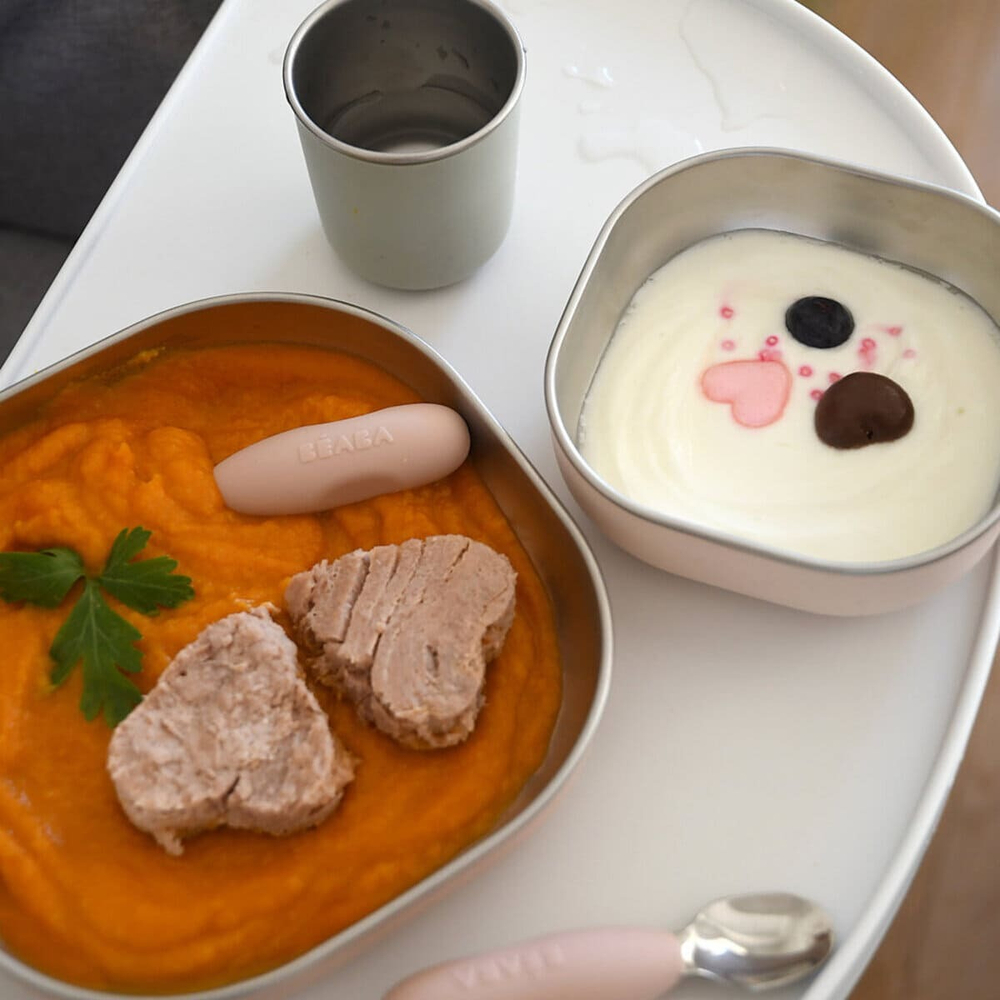 Набор детской посуды из нержавеющей стали BEABA розовый