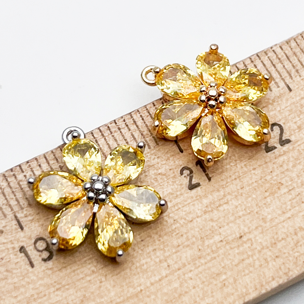 Подвеска Цветок, цвет золото+желтый, размер 17*14 мм, цена за 1 шт