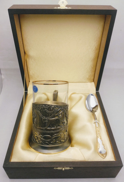 Подстаканник Герб (Башни Кремля) с золочением и серебрением