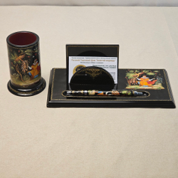 Набор письменный настольный "Жар-птица и Иван. Палех" с ручной росписью