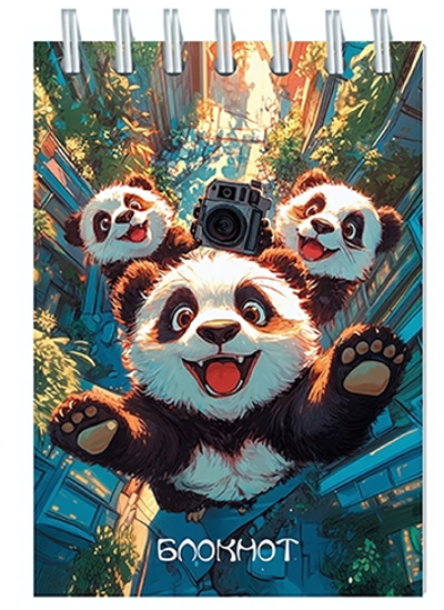Блокнот А7 48л "Забавные панды" на гребне