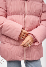 Пуховик Рокет миди розовый в полоску (предзаказ к 20 января)