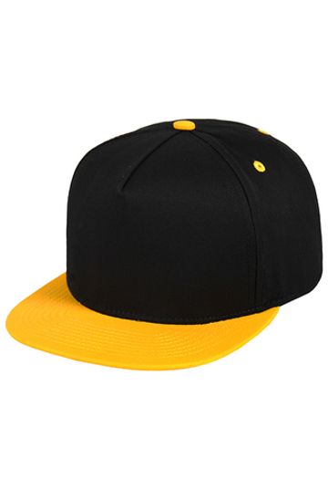 Бейсболка черная с желтым козырьком и застежкой сзади