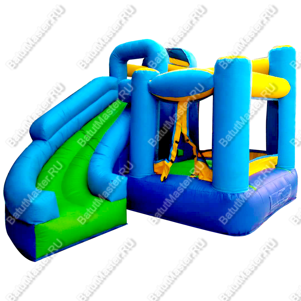 Детский надувной батут "Границы радости" синий, 3,7x3x3 м