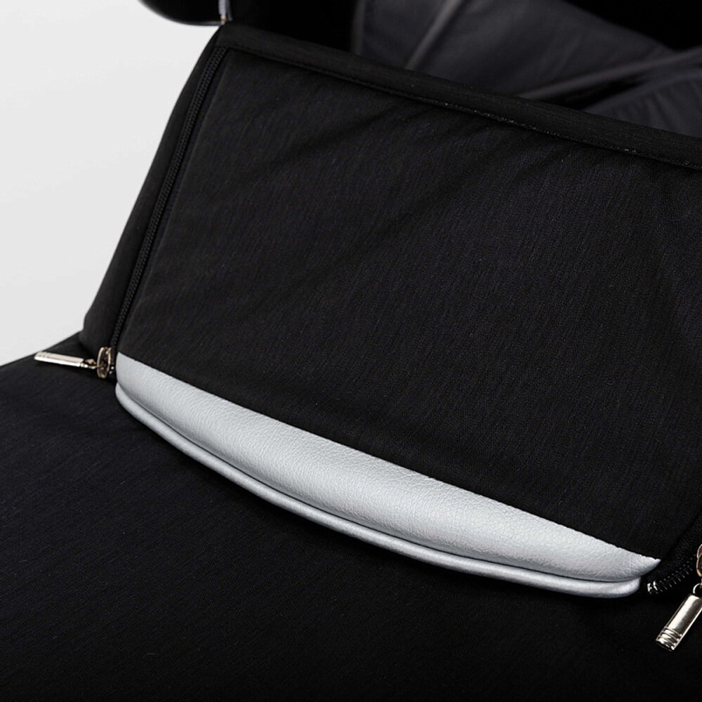 Детская коляска Adamex Cortina Special Edition 3 в 1 CT-401 (ЧЕРН+ЧЕРН.КОЖА+СЕРЕБР.ОТДЕЛКА+СЕРЕБР.РАМА)