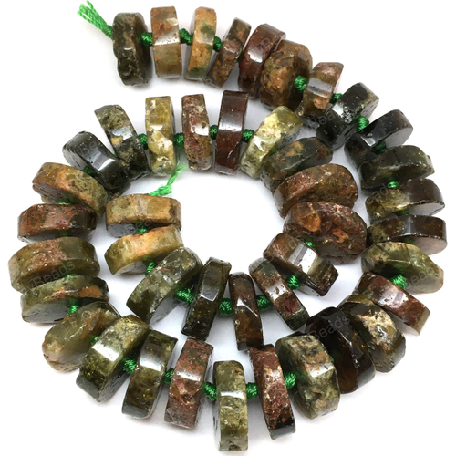Гранат зеленый Гроссуляр ок.20х6 мм, бусины - рондели (нить 40 см)