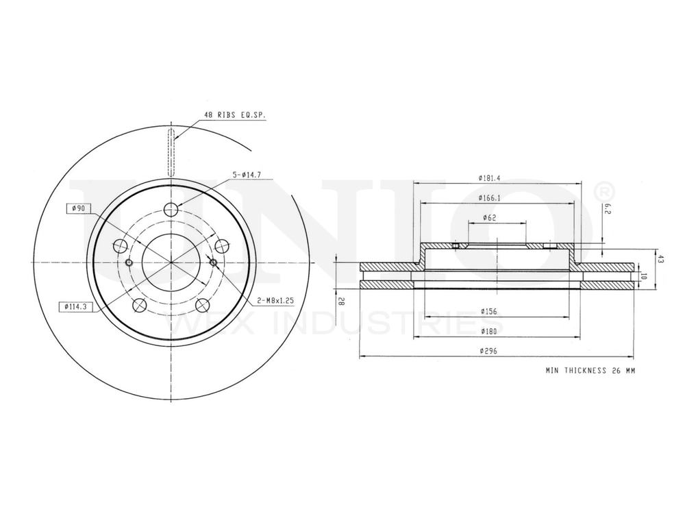 Диск тормозной передний UNIO BRD-20247