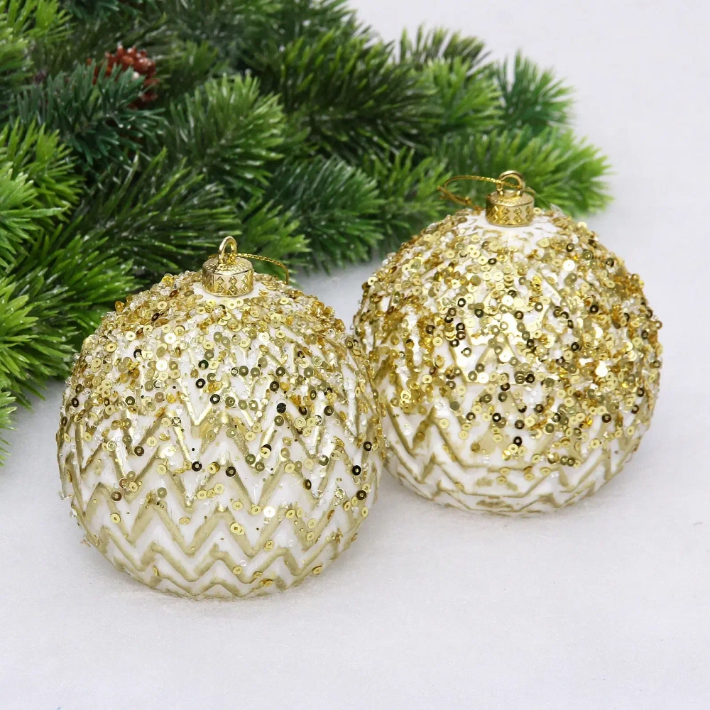 Новогодние шары VERSAILLES «Кассиопея» 10 см (набор 2 шт), Золото