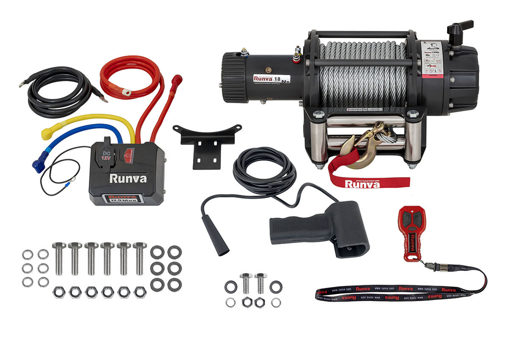 Лебёдка автомобильная электрическая 12V Runva 18000 lbs влагозащищенная, стальной трос