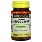 Mason Natural, цельное растение гинкго билоба, 60 капсул (125 мг в 1 капсуле)