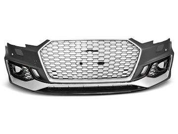 Бампер передний для Audi A4 B9 (15-18) с черной накладкой в стиле RS4
