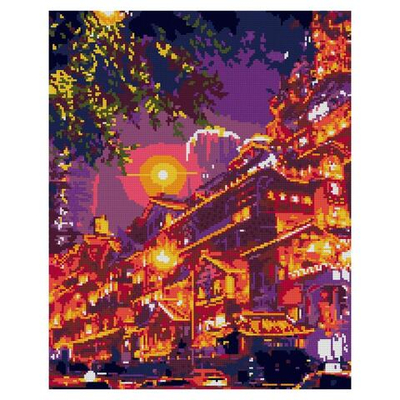 Алмазная мозаика 40*50см полн.заполн. "Ночной Китай" (Lori)
