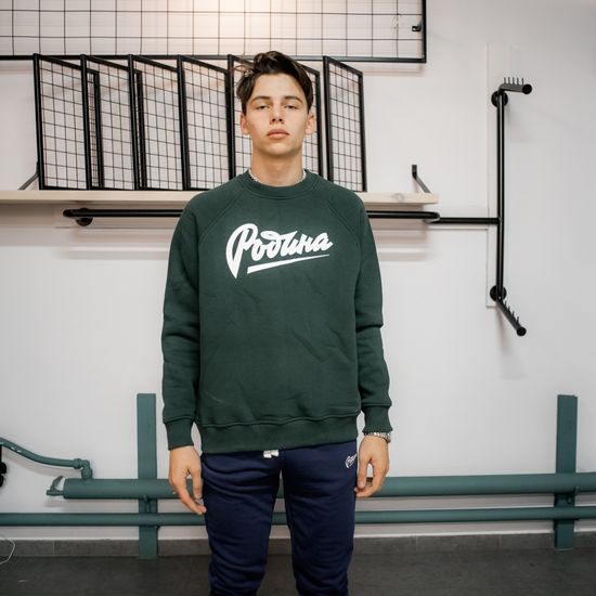 Свитшот РОДИНА Принт утеплённый (темно-зеленый)