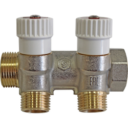 Коллектор распределительный  3/4", 2 отвода 1/2" плоское уплотнение