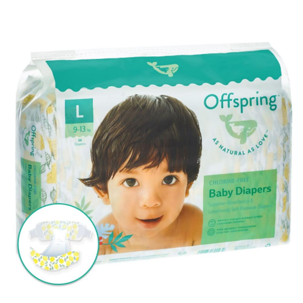 Offspring подгузники L 9-13кг 36шт лимоны